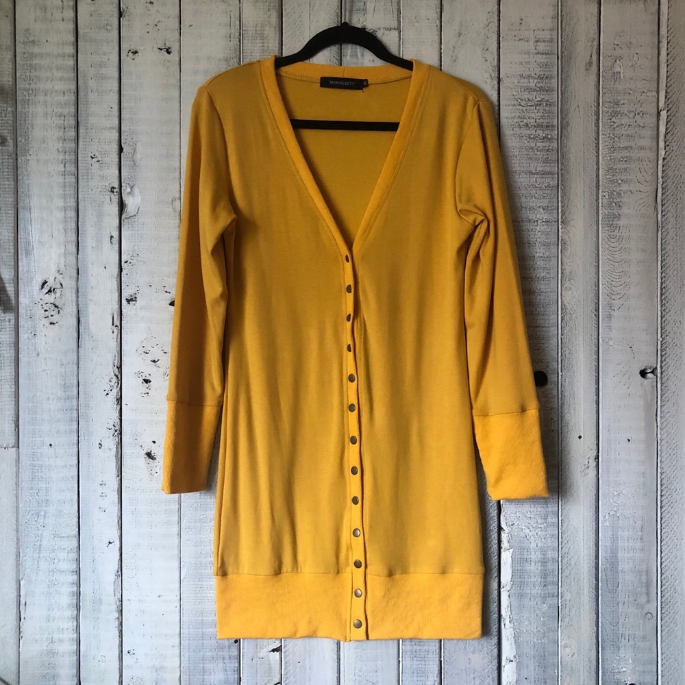 Merokeety Yellow Button Up Cardigan Size Medium
